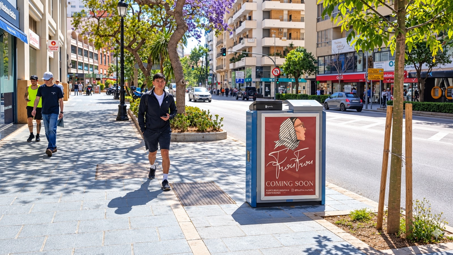 Advertising mupi on Avenue Ricardo Soriano, Edificio Portillo, Seafront Promenade