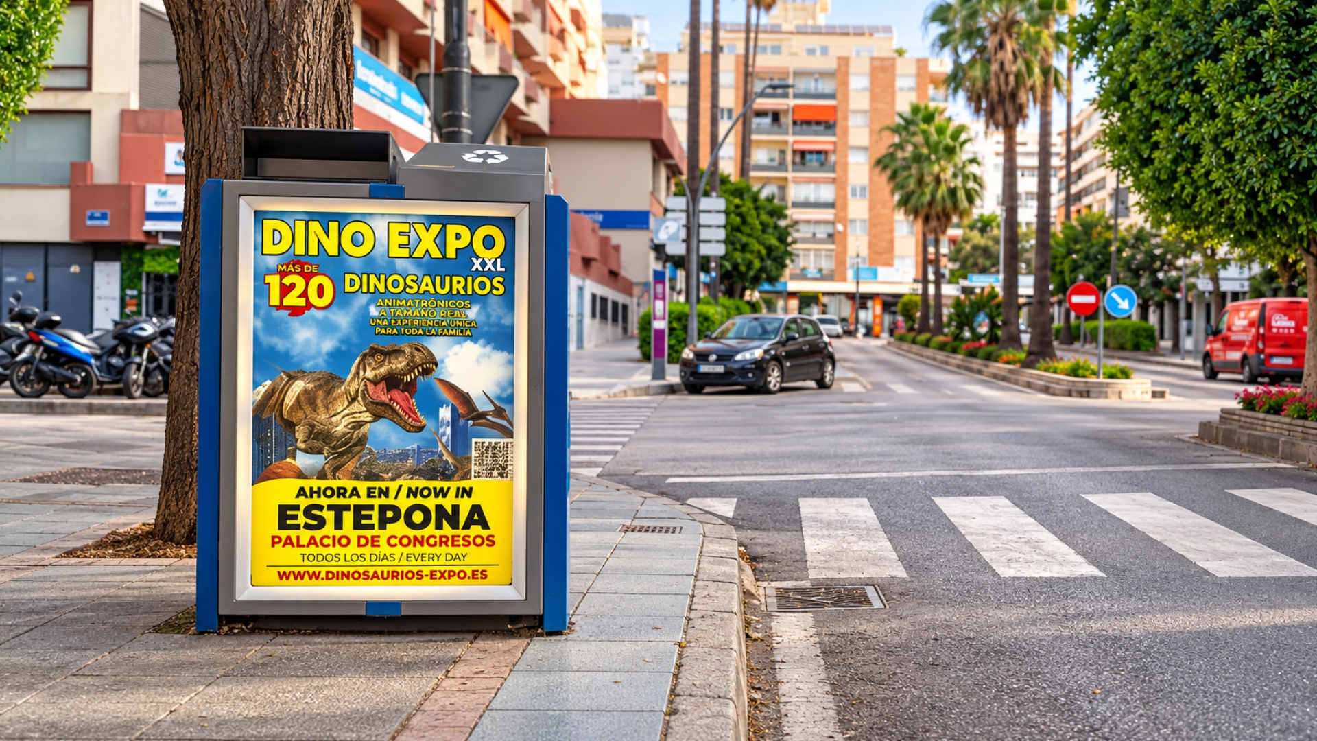 Advertising mupi on Avenue Arias Maldonado, Seafront Promenade