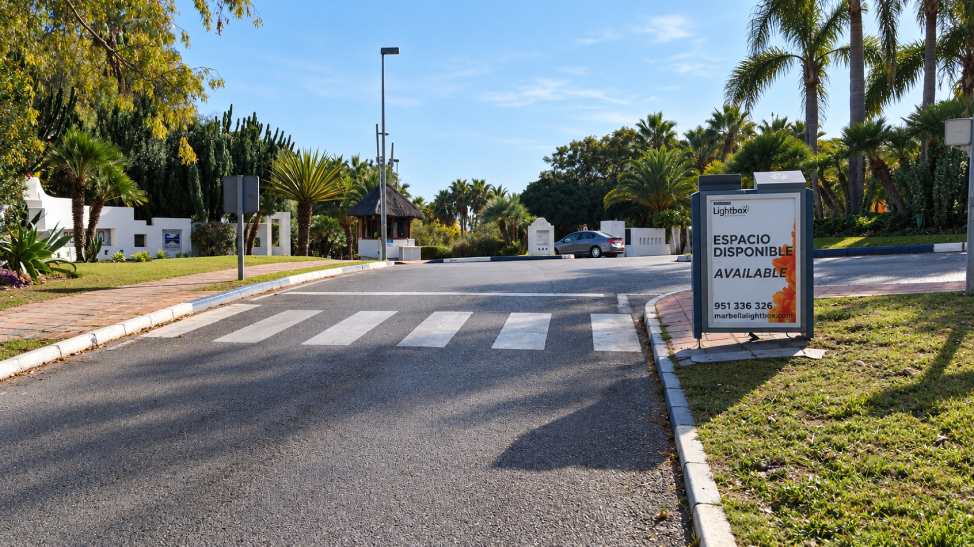 Advertising mupi on Roundabout del puente romano towards Malaga, Málaga