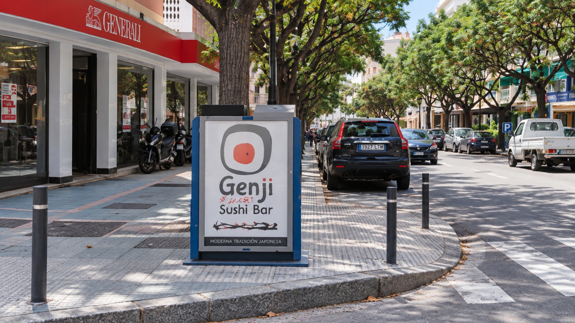 Advertising mupi on Street Gregorio Marañon, Ramón Gómez de la Serna, Seafront Promenade