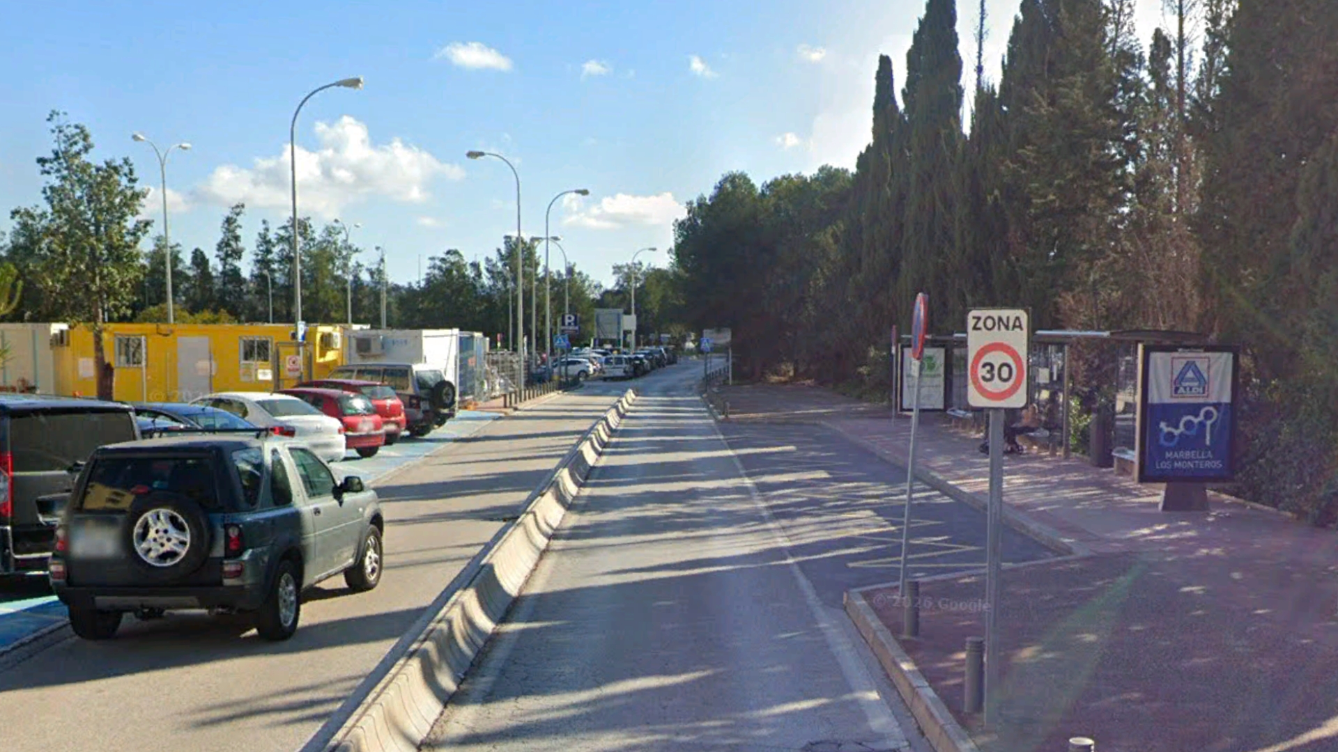 Advertising marquesina located at the bus stop outside Hospital Costa del Sol