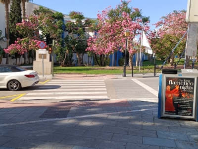 Papelera publicitaria de 100x70 cm en Marbella, Málaga