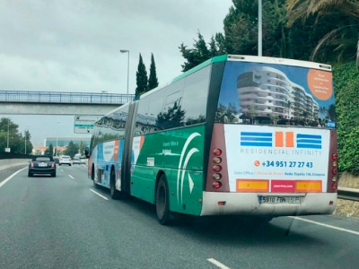 Autobus publicitario de Gran lateral + Simple en Algeciras, Cádiz