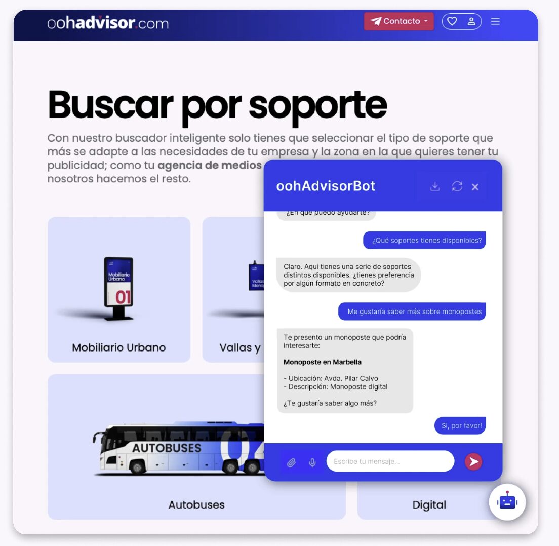Di Hola! a oohBot, el nuevo chatbot de oohadvisor.com